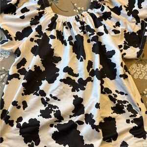 Kids Black and White Cow Print Blouse